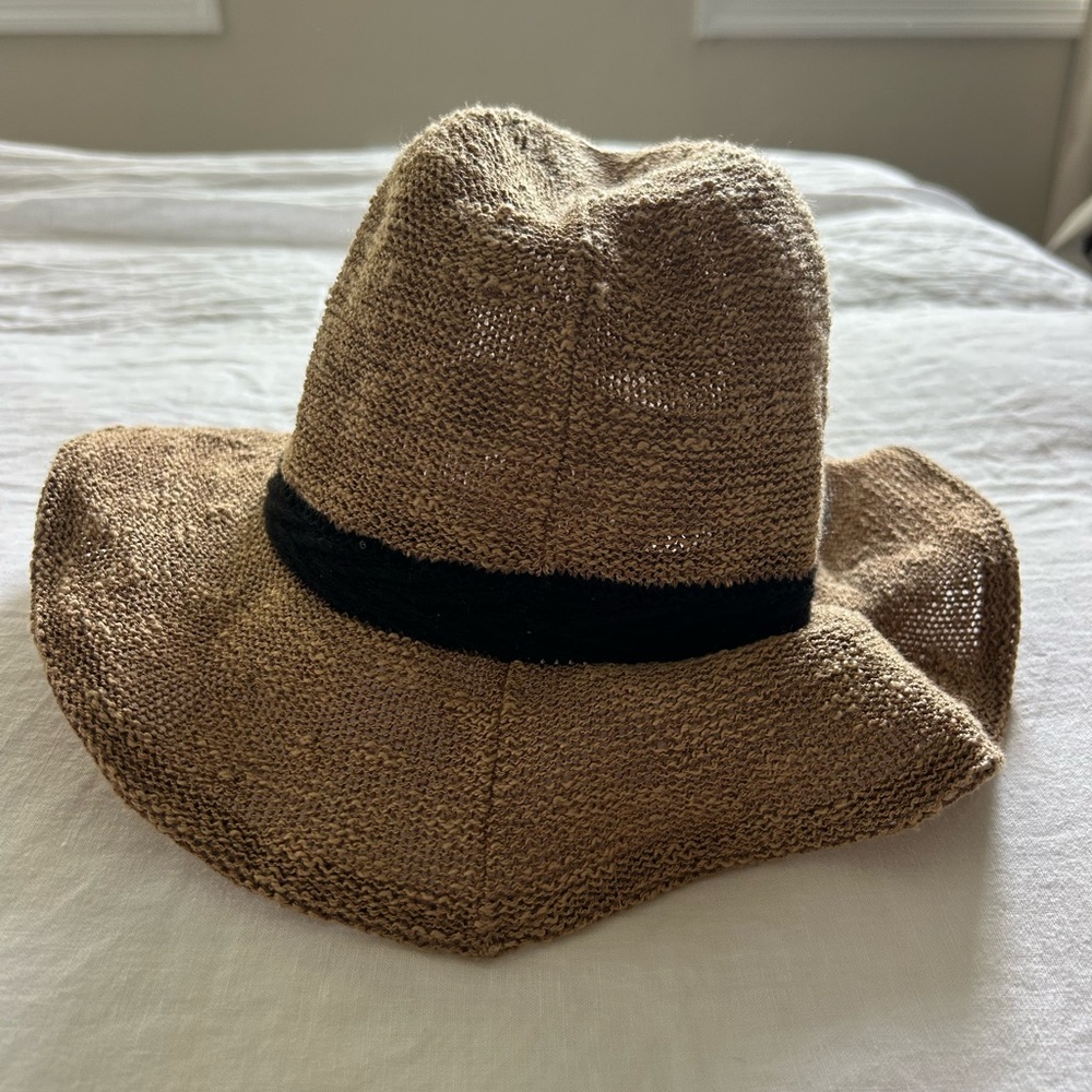 Woven Straw Sun Hat with Black Band
